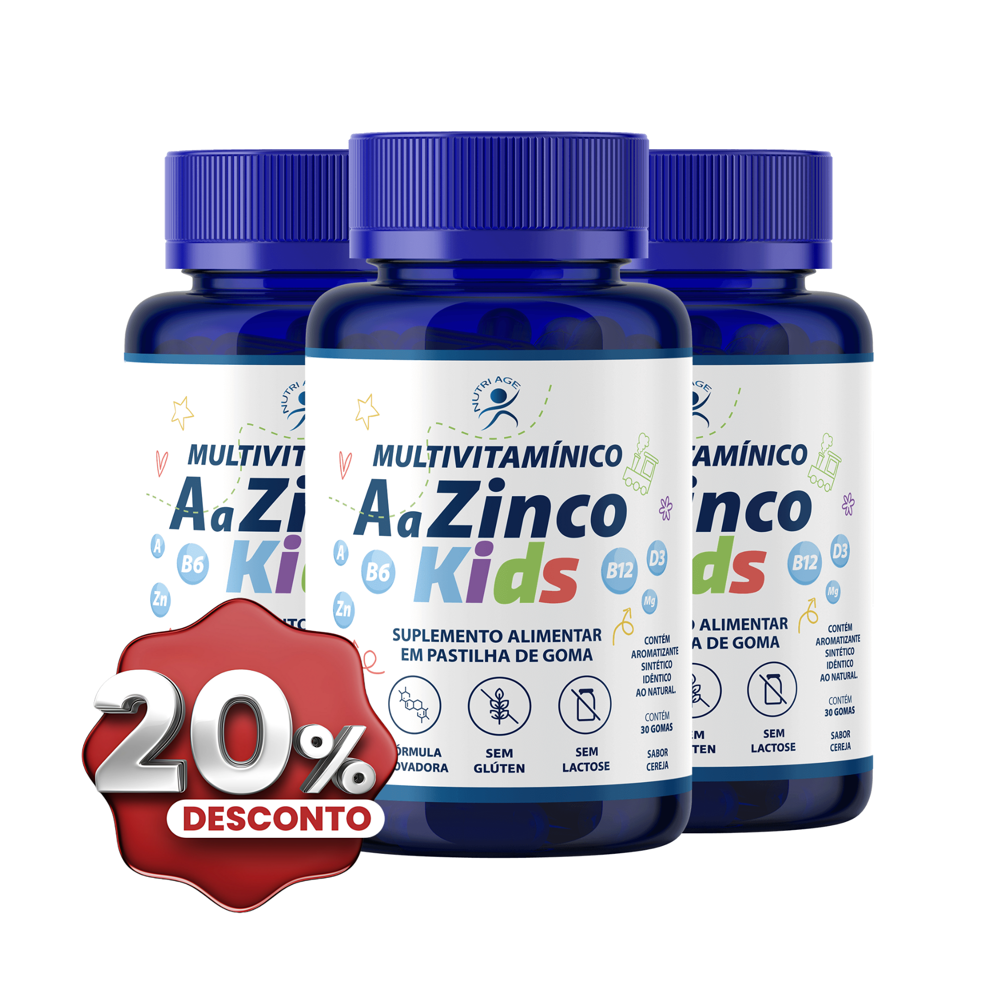 Multivitamínico AaZinco Kids 3 POTES